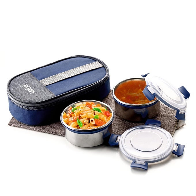 NEO TWIN AIRTIGHT & LEAK PROOF CONTAINER LUNCH BOX WITH BAG 300 ML