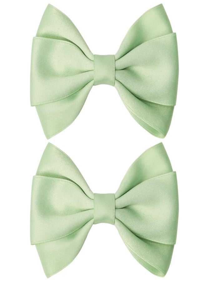 ZOLYCO 4.5 Inches Hair Bows for Girls Thick Ribbon Boutique Alligator Clips Hair Accessories for Baby Girls Toddlers Kids Teens 2 Pcs (Apple Green) - Image 1