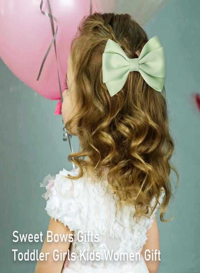 ZOLYCO 4.5 Inches Hair Bows for Girls Thick Ribbon Boutique Alligator Clips Hair Accessories for Baby Girls Toddlers Kids Teens 2 Pcs (Apple Green) - Image 3