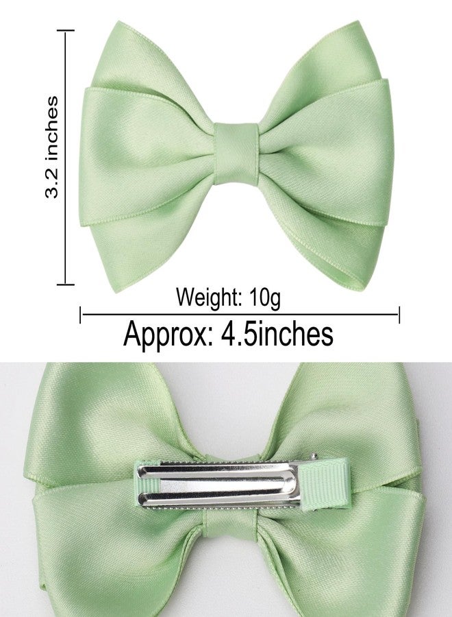 ZOLYCO 4.5 Inches Hair Bows for Girls Thick Ribbon Boutique Alligator Clips Hair Accessories for Baby Girls Toddlers Kids Teens 2 Pcs (Apple Green) - Image 4