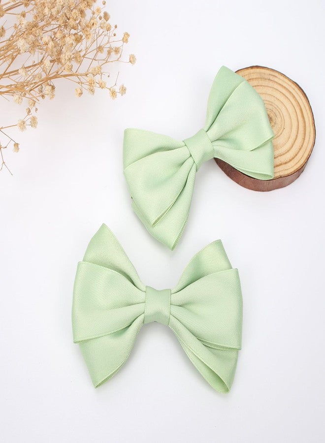 ZOLYCO 4.5 Inches Hair Bows for Girls Thick Ribbon Boutique Alligator Clips Hair Accessories for Baby Girls Toddlers Kids Teens 2 Pcs (Apple Green) - Image 5