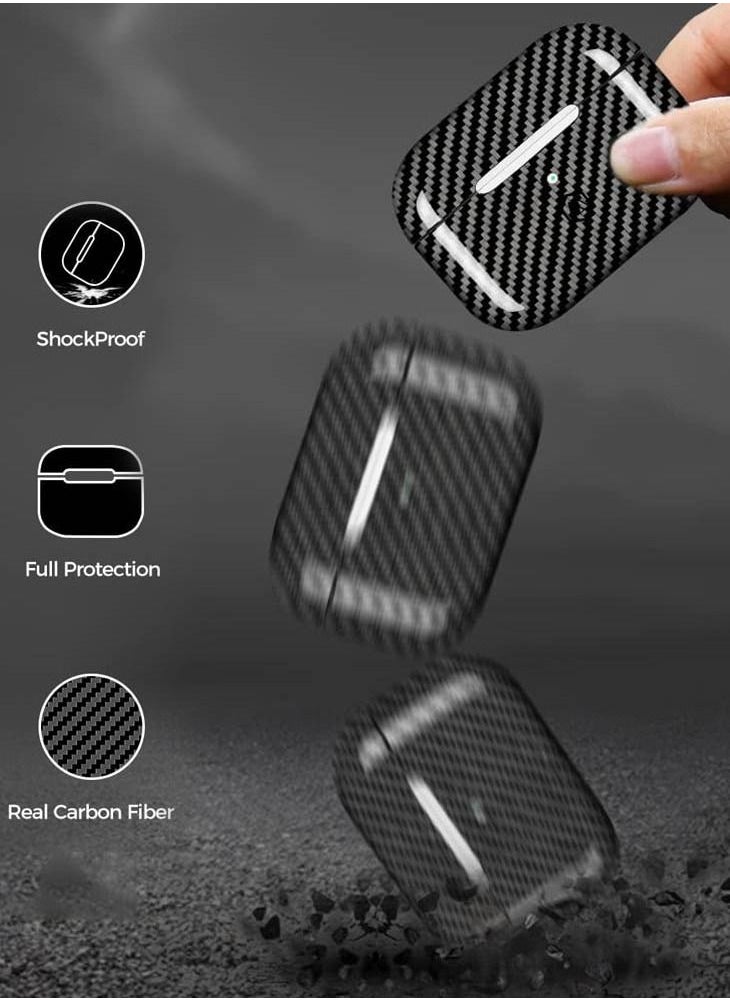 MONOCARBON Real Carbon Fiber for Airpods Pro 2nd Generation (2022) Airpods Pro 2 Case Cover with Lanyard - Glossy Black  - Image 4