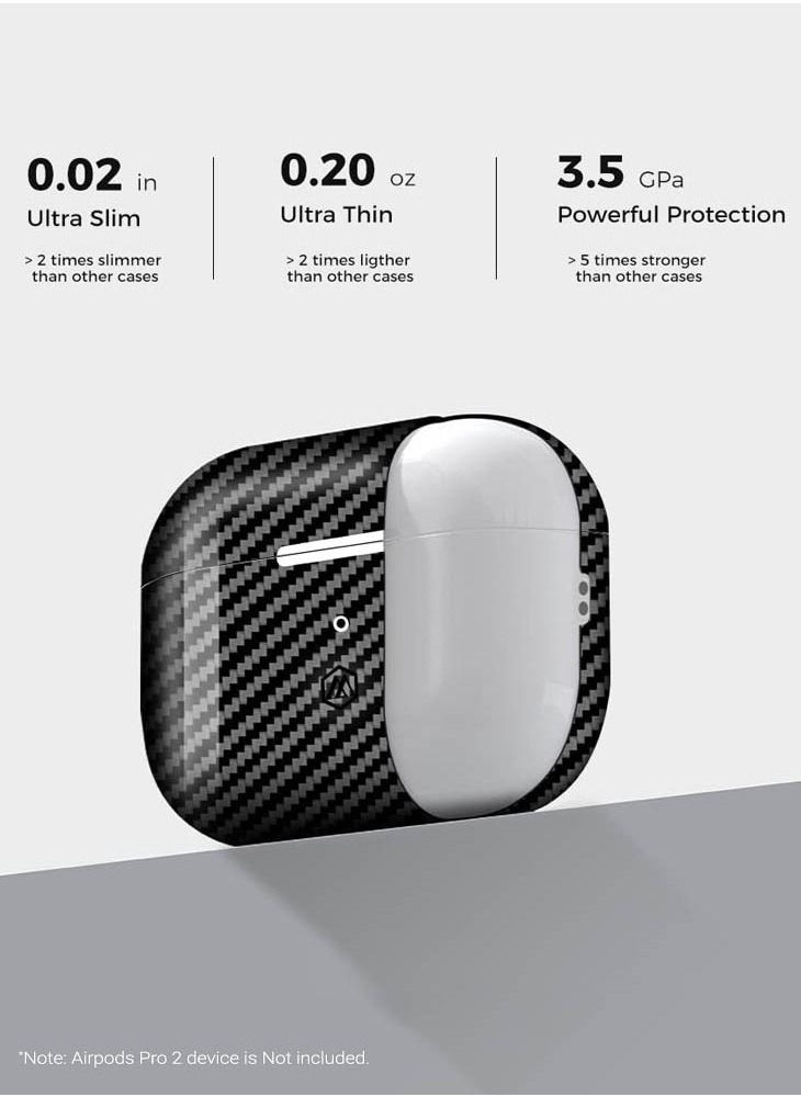 MONOCARBON Real Carbon Fiber for Airpods Pro 2nd Generation (2022) Airpods Pro 2 Case Cover with Lanyard - Glossy Black  - Image 2