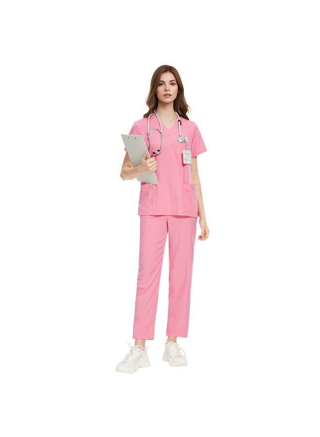 NIBEMINENT Scrub Set  Doctor Nurse Uniforms Hospital Beauty Salon Surgeon Clinic Medical Nursing Clothes Dental Pediatric Work Suit - Image 1