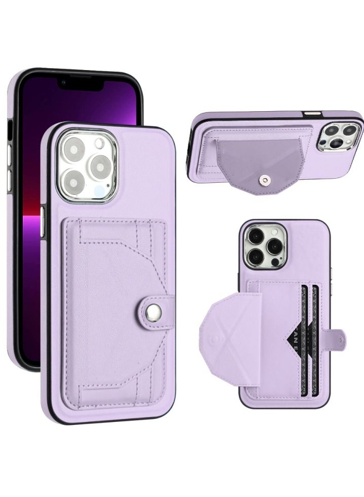 vesus For iPhone 15 pro Max  Shockproof Leather Phone Case with Card Holder Purple