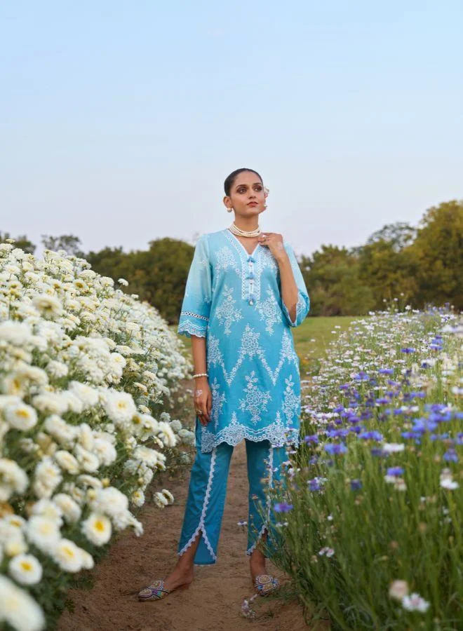 #Be Blue Embroidered Kurta Set