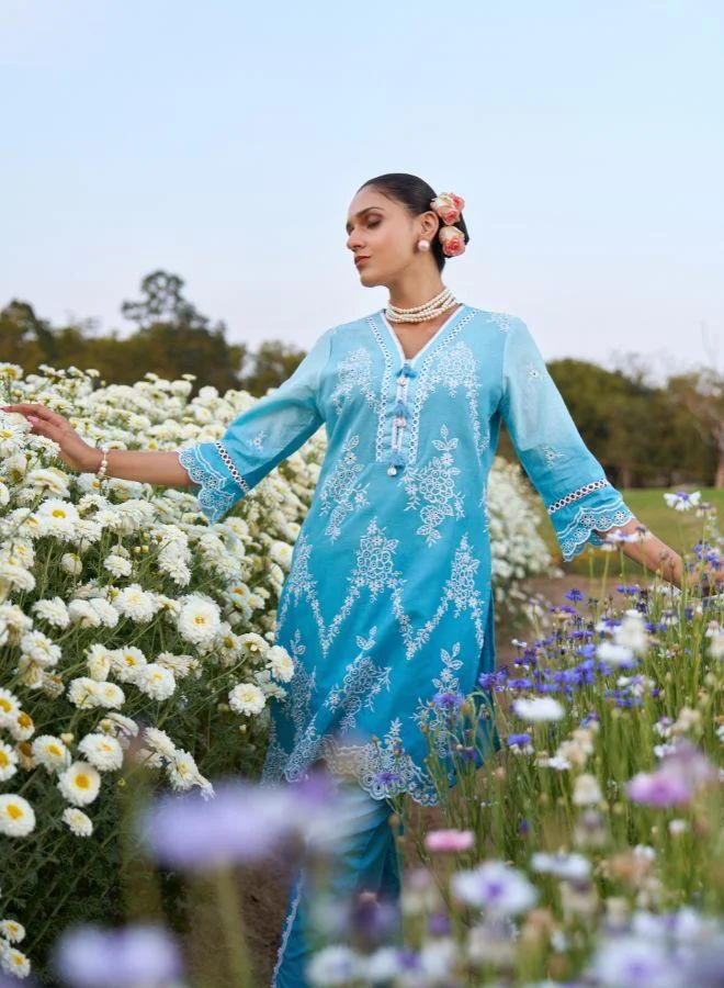 #Be Blue Embroidered Kurta Set
