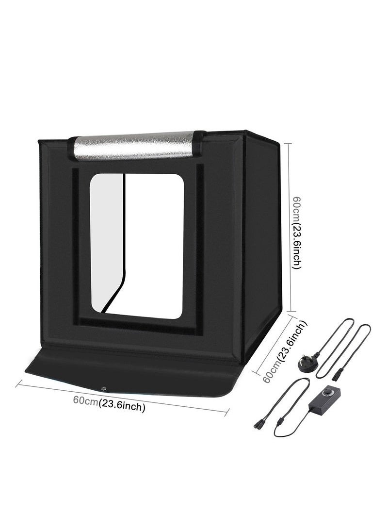 PULUZ - 23.6Inch/60cm Photo Studio Light Box Portable Light Tent LED 5500K White Light Dimmable Mini 36W Photography Studio Tent Kit with 6 Removable Backdrop (Black Orange White Green Blue Red) - Image 1