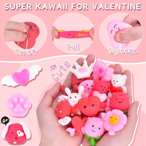 LEEHUR 30 PCS Valentines Day Mochi Squishy Toys Squishies for Kids School Class Classroom Valentines Day Cards Gifts Prizes Party Favors Valentine - Image 5