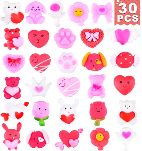 LEEHUR 30 PCS Valentines Day Mochi Squishy Toys Squishies for Kids School Class Classroom Valentines Day Cards Gifts Prizes Party Favors Valentine - Image 1