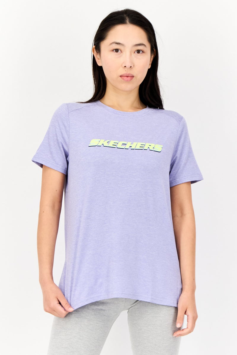SKECHERS Women Sportswear Fit Short Sleeve Outdoor T-Shirt, Lavender - Image 1