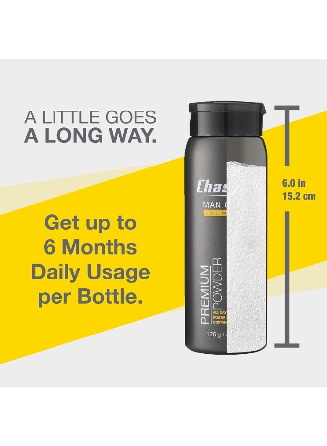 chassis بودرة الجسم الفاخرة تشاسي آيس ماكس للرجال، مزيل عرق للجسم بالكامل، ماص للرائحة، بودرة خالية من التلك لمكافحة الاحتكاك للمنطقة الحساسة والجلد الحساس، دفاع ضد الاحتكاك والتحكم في الرائحة، رائحة أصلية منعشة - Image 5