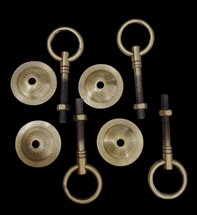 Kkriya Home Decor kkriya home decor Heavy Duty Bottom KADA with Antique Brass Finish Superior HIGrade Quality Life TIME WARRENTY KADA Patio Swing Hammock Swing16MM Rod with Weight Capacity of 800KG Pack of 4PCS  - Image 1
