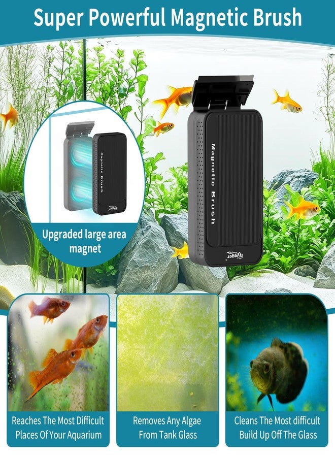 هايغر منظف زجاجي مغناطيسي لأحواض السمك من هيجر، منظف مغناطيسي لأحواض السمك بشفرتين لأحواض السمك الزجاجية والأكريليكية، مكشطة طحالب لأحواض السمك بمغناطيس قوي للغاية لأحواض السمك بسماكة 0.3-0.6 بوصة (طول) - Image 2