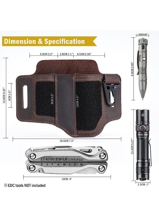 Generic Viperade  Pl2 Leather Multitool Sheath For Belt, Multitool Edc Sheath With Patch Area, Edc Pocket Organizer For Men, Flashlight Holder Edc Sheath Tool Pouch For Edc Gears  - Image 3