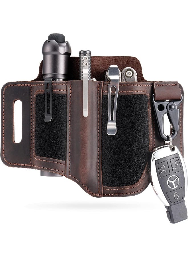 Generic Viperade  Pl2 Leather Multitool Sheath For Belt, Multitool Edc Sheath With Patch Area, Edc Pocket Organizer For Men, Flashlight Holder Edc Sheath Tool Pouch For Edc Gears  - Image 2