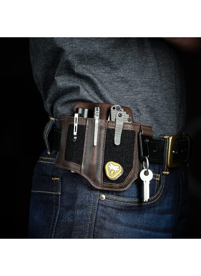 Generic Viperade  Pl2 Leather Multitool Sheath For Belt, Multitool Edc Sheath With Patch Area, Edc Pocket Organizer For Men, Flashlight Holder Edc Sheath Tool Pouch For Edc Gears  - Image 5