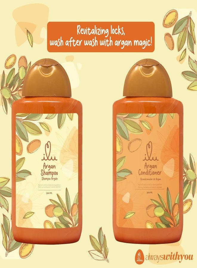 ILU Argan Shampoo & Conditioner Set for Dry & Damaged Hair 300ml - Deep Hydration Moroccan Oil, Birthday Gifts for Women, Sulfate Free Hair Care, Ultra-Hydrating Anti-Frizz Formula, All Hair Types - Image 3