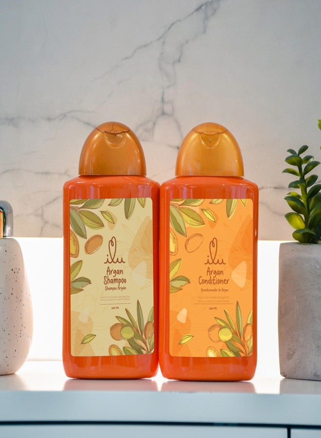 ILU Argan Shampoo & Conditioner Set for Dry & Damaged Hair 300ml - Deep Hydration Moroccan Oil, Birthday Gifts for Women, Sulfate Free Hair Care, Ultra-Hydrating Anti-Frizz Formula, All Hair Types - Image 4