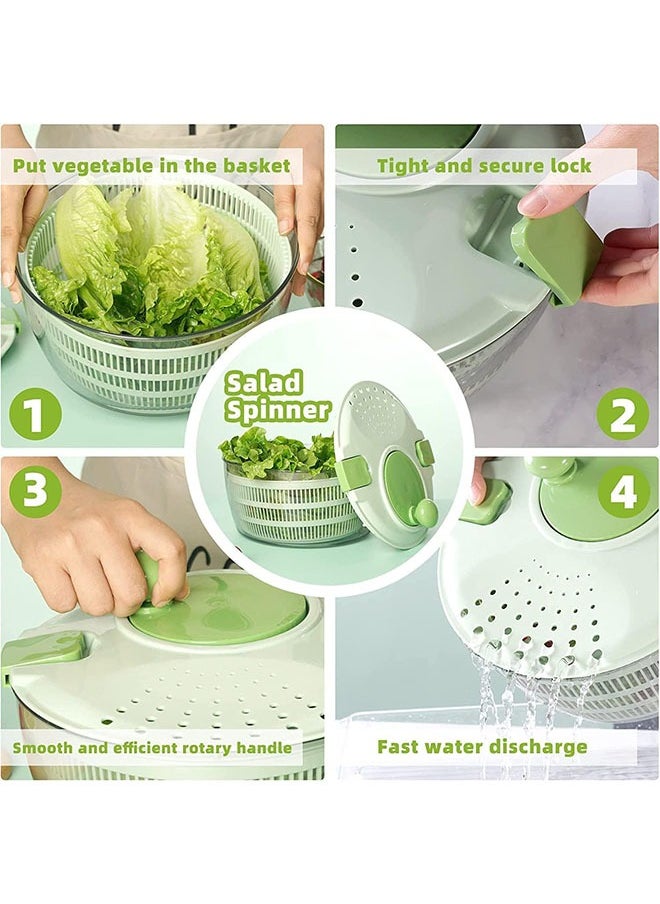 Arabest Vegetable Fruit Dehydrator,Lettuce Washer and Dryer, 4L Vegetable Dryer PP Salad Multifunction Salad Drainer Bowl for Home Kitchen Green  - Image 3