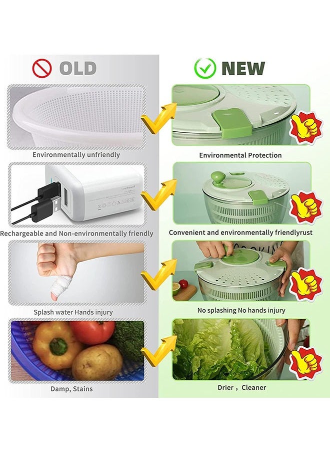 Arabest Vegetable Fruit Dehydrator,Lettuce Washer and Dryer, 4L Vegetable Dryer PP Salad Multifunction Salad Drainer Bowl for Home Kitchen Green  - Image 4