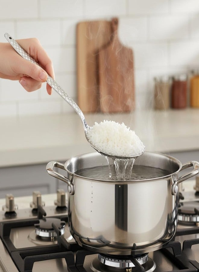 BNAZIND Chef Kunz Slotted Spoon | 18/10 Silver Stainless Steel Draining and Serving Spoon | 9 inch Basting, Quenelle, Cooking, Plating, Dinner Chef Spoons with Non-Slip Grip - Image 5