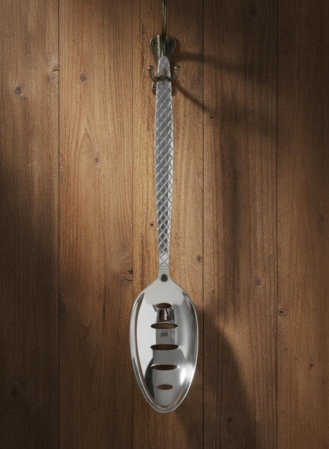 BNAZIND Chef Kunz Slotted Spoon | 18/10 Silver Stainless Steel Draining and Serving Spoon | 9 inch Basting, Quenelle, Cooking, Plating, Dinner Chef Spoons with Non-Slip Grip - Image 4