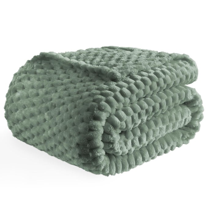 SAGE GREEN FLANNEL THROW BLANKET 50X40 INCHES 300 GSM FLEECE COZY WARM SOFT LIGHTWEIGHT BED SOFA BLANKET FOR BABYS AND PETS SUITABLE FOR ALL SEASONS