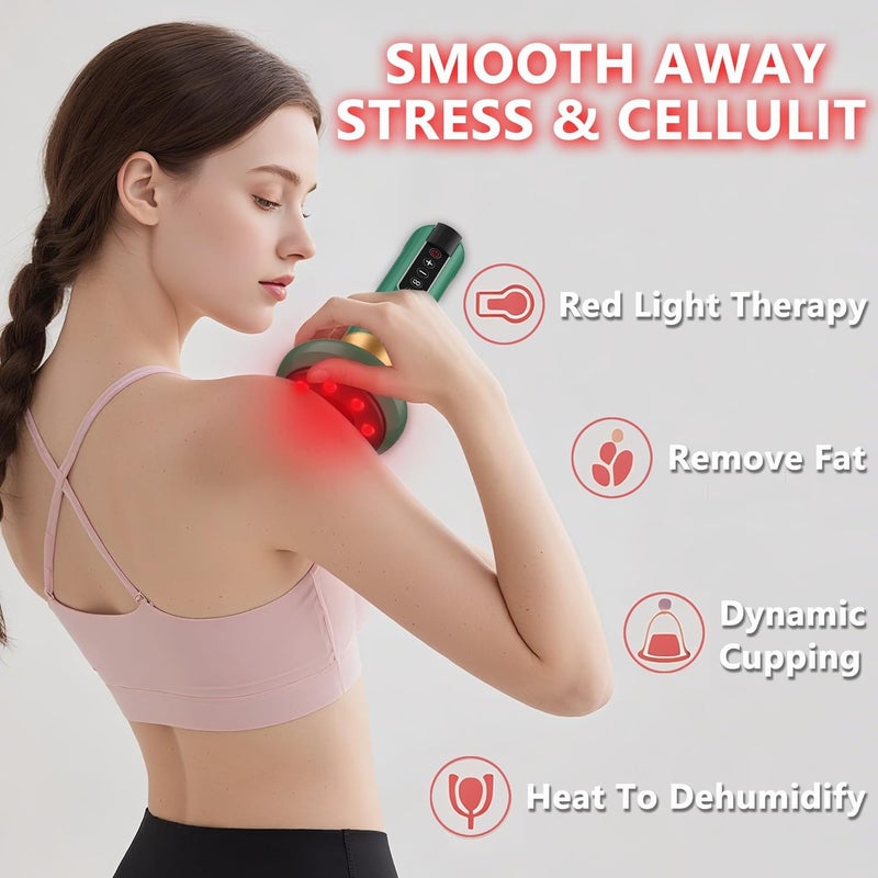 Bluejw Handheld Anti Cellulite Massage Tool,Cellulite Massager Electric Fat Remover with 12 Suction Modes,Rechargeable & Cordless,Intelligent Cupping Massager for Arms,Legs,Back Used at Home,Green - Image 2