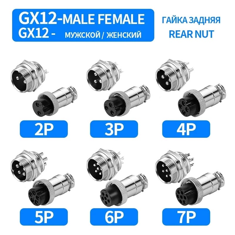 GX12 5 Pin Male Docking Mobile Aviation Connector Terminal Block Female Male - Image 5
