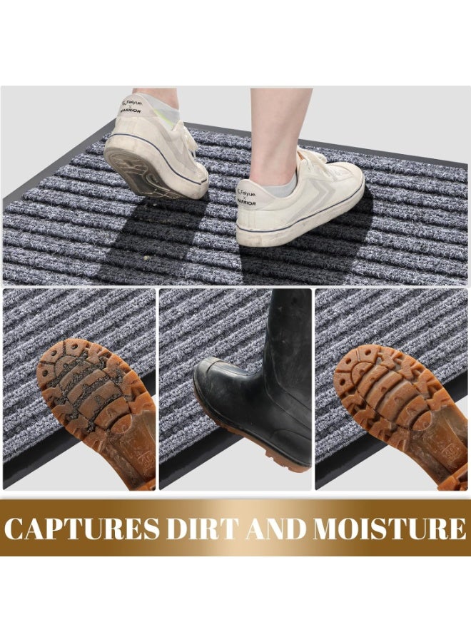Bluejw Front Door Mat Outdoor Indoor Entrance, 60 X 90 Cm, Welcome, Non-Slip Foot Mat, Absorbent, Washable, Dirt Trap Mat, Grey - Image 4