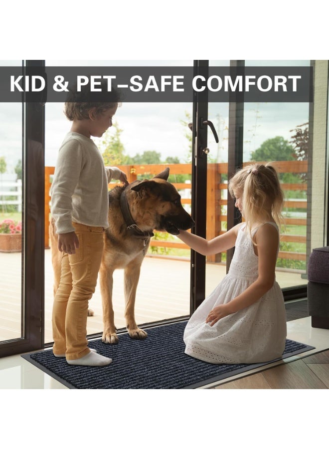 Bluejw Front Door Mat Outdoor Indoor Entrance, 60 X 90 Cm, Welcome, Non-Slip Foot Mat, Absorbent, Washable, Dirt Trap Mat, Grey - Image 2