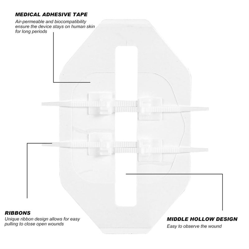 Yeasing Emergency Wound Closure Strip 2PCS Wound Closure Kit Zip Stitch Wound Closure Device Laceration Closure Kit Wound Closure Glue Bandages Sutures to Close The Cut 6X7CM - Image 3
