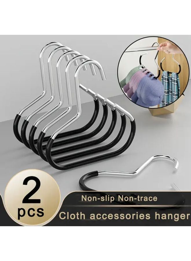 2pcs Black Heavy Duty Stainless Steel Hangers With Non Slip Curved Hooks Space Saving - Image 2