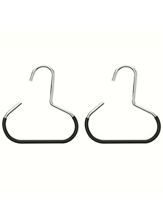 2pcs Black Heavy Duty Stainless Steel Hangers With Non Slip Curved Hooks Space Saving - Image 1