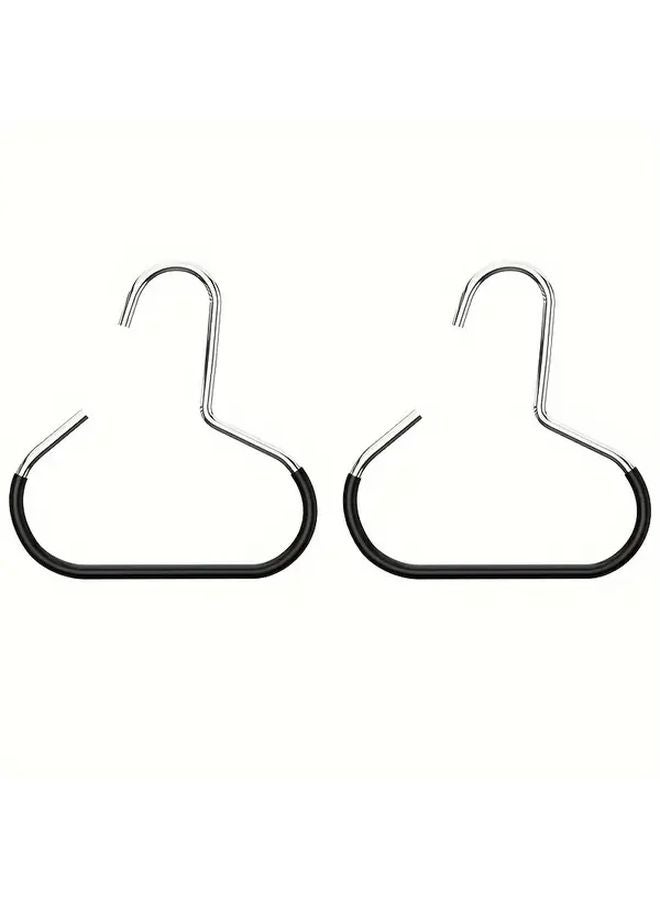 2pcs Black Heavy Duty Stainless Steel Hangers With Non Slip Curved Hooks Space Saving - Image 4