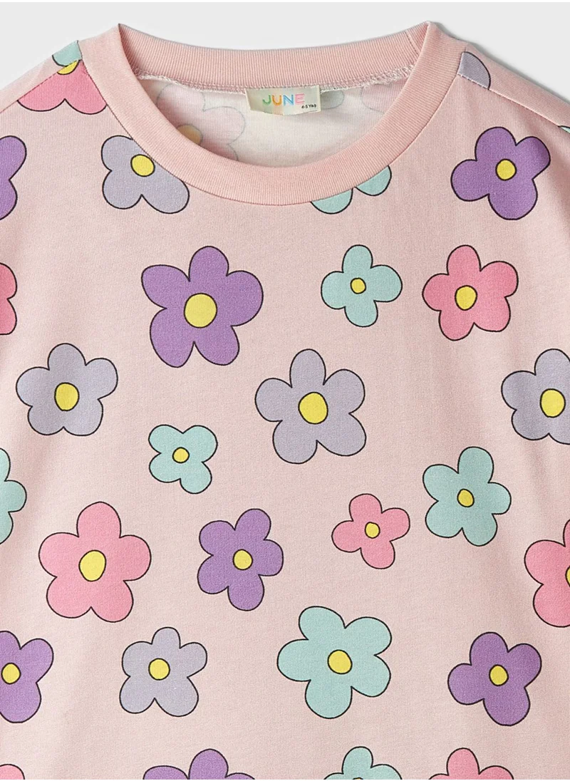 JUNE Kids Crew Neck T-Shirt And Shorts Set