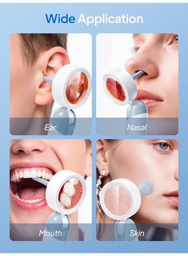 This ear-lens camera features a 1.38-inch digital display, a portable handheld 1080P HD ear-lens with 4 LED lights, suitable for children and adult pets, is rechargeable, comes with soft silicone ear tips, is safe and easy to use, and has built-in storage + SD card support. - Image 3