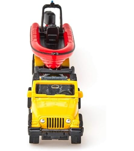 Siku 1658, Jeep with Boat, Metal/Plastic, Yellow/Red, Removable Trailer, Floatable Boat - Image 5