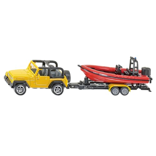 Siku 1658, Jeep with Boat, Metal/Plastic, Yellow/Red, Removable Trailer, Floatable Boat - Image 3