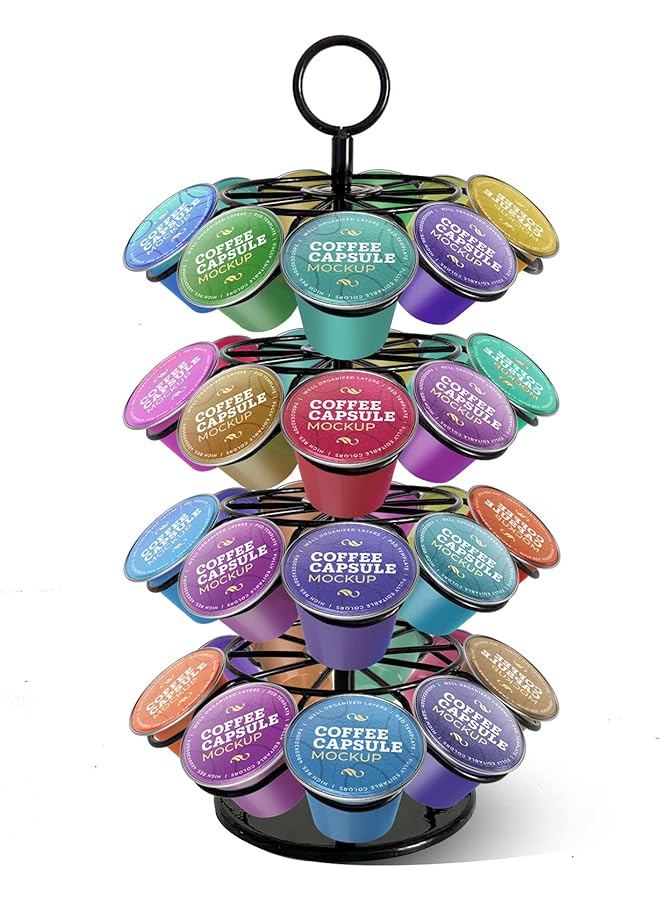 سكاي تاتش حامل كبسولات القهوة منظم حامل كبسولات القهوة يدور 360 درجة يحمل ما يصل إلى 36 قطعة موفر للمساحة للمنزل والمكتب - Image 1