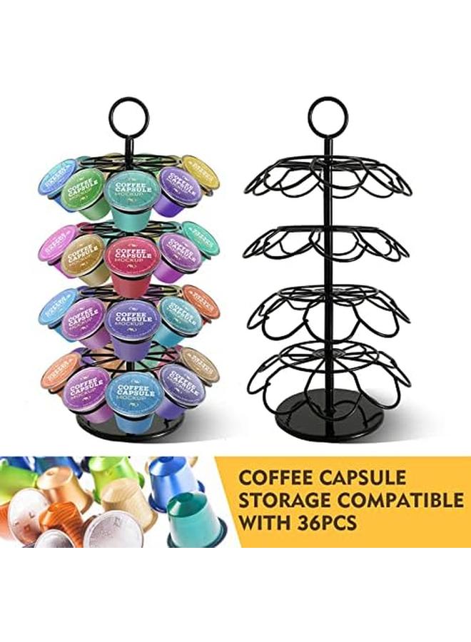 سكاي تاتش حامل كبسولات القهوة منظم حامل كبسولات القهوة يدور 360 درجة يحمل ما يصل إلى 36 قطعة موفر للمساحة للمنزل والمكتب - Image 2
