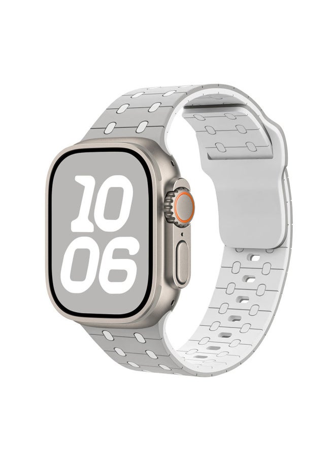 Generic - For AppleWatch With Color Scrap NIKE Sport Silicone Strap Iwatch Strap S9ultra1-8 Generational-Colour:Gray-Specification:42/44/45/49 [universal Model] - Image 1