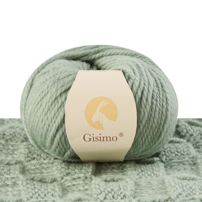 Gisimo 100% Merino Wool Yarn 3-Ply Luxurious and Soft Yarn for Hand Knitting & Crocheting (Ocean Green,1Ball) - Image 1