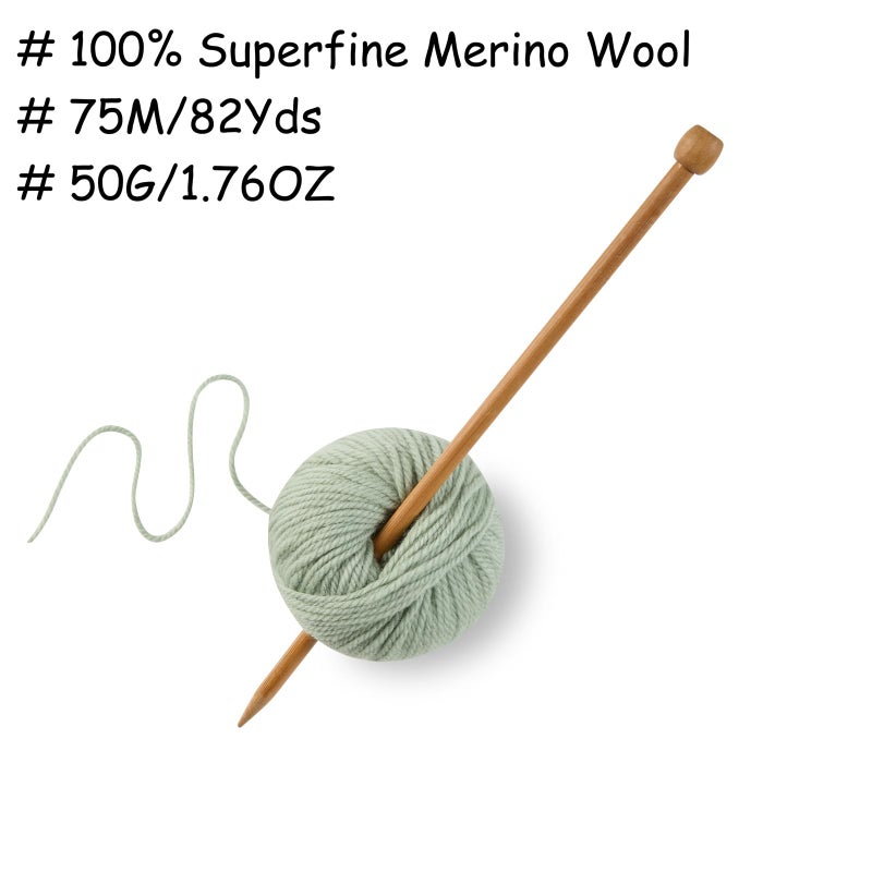 Gisimo 100% Merino Wool Yarn 3-Ply Luxurious and Soft Yarn for Hand Knitting & Crocheting (Ocean Green,1Ball) - Image 3