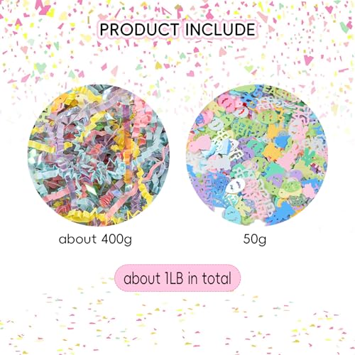 CIPOWM 16oz Easter Grass Crinkle Cut Paper Shred, Iridescent Multicolor Raffia Paper Shred Filler with Easter Confetti Shredded Paper Grass for Gift Wrapping Craft DIY Gift Bag Box Filling Party Supply - Image 3
