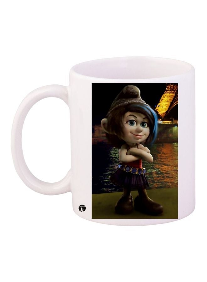 Cartoon Printed Coffee Mug White/Green/Grey 11ounce