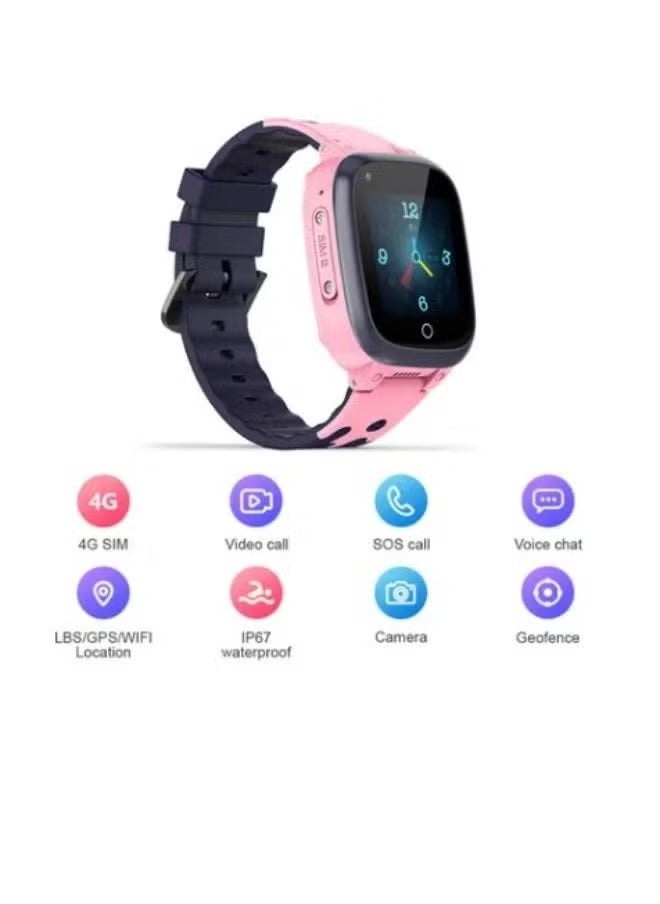 TIGER "4G SIM Card GPS Kids Smartwatch – Waterproof HD Camera, Real-Time Location, SOS Emergency, Fun Features – Pink – Perfect for Children’s Safety & Entertainment"  - Image 1