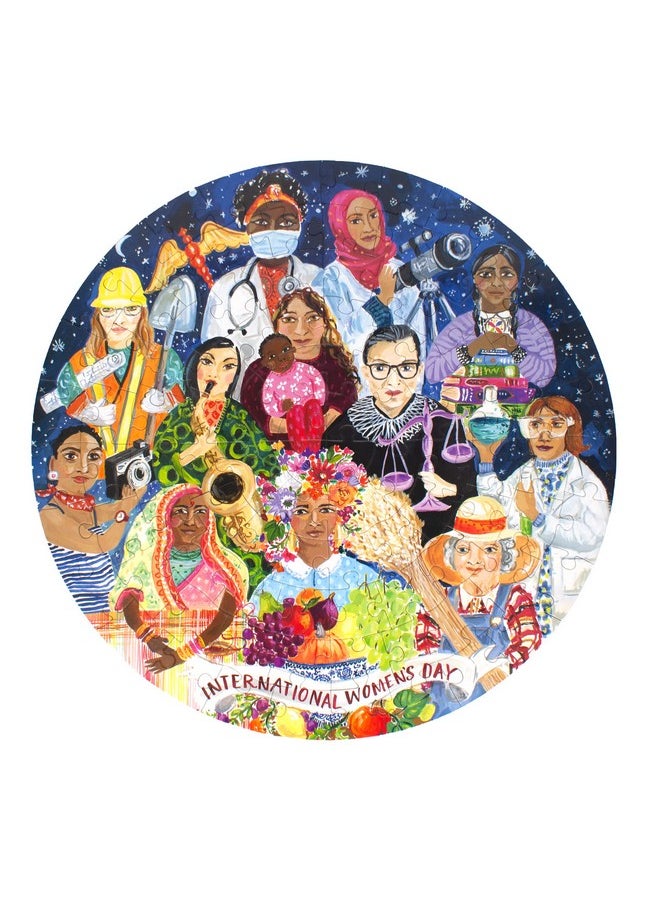 eeboo : International Women'S Day 100 Piece Round Puzzle Perfect Project For Little Hands Aids In Development Of Pattern And Shape Offers Children A Challenge  - Image 4