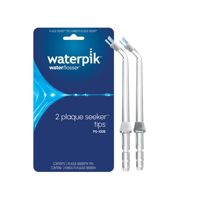 Waterpik Genuine Plaque Seeker Replacement Tips, Water Flosser Tip Replacement, PS-100E, 2 Count (Assorted Colors) - Image 1